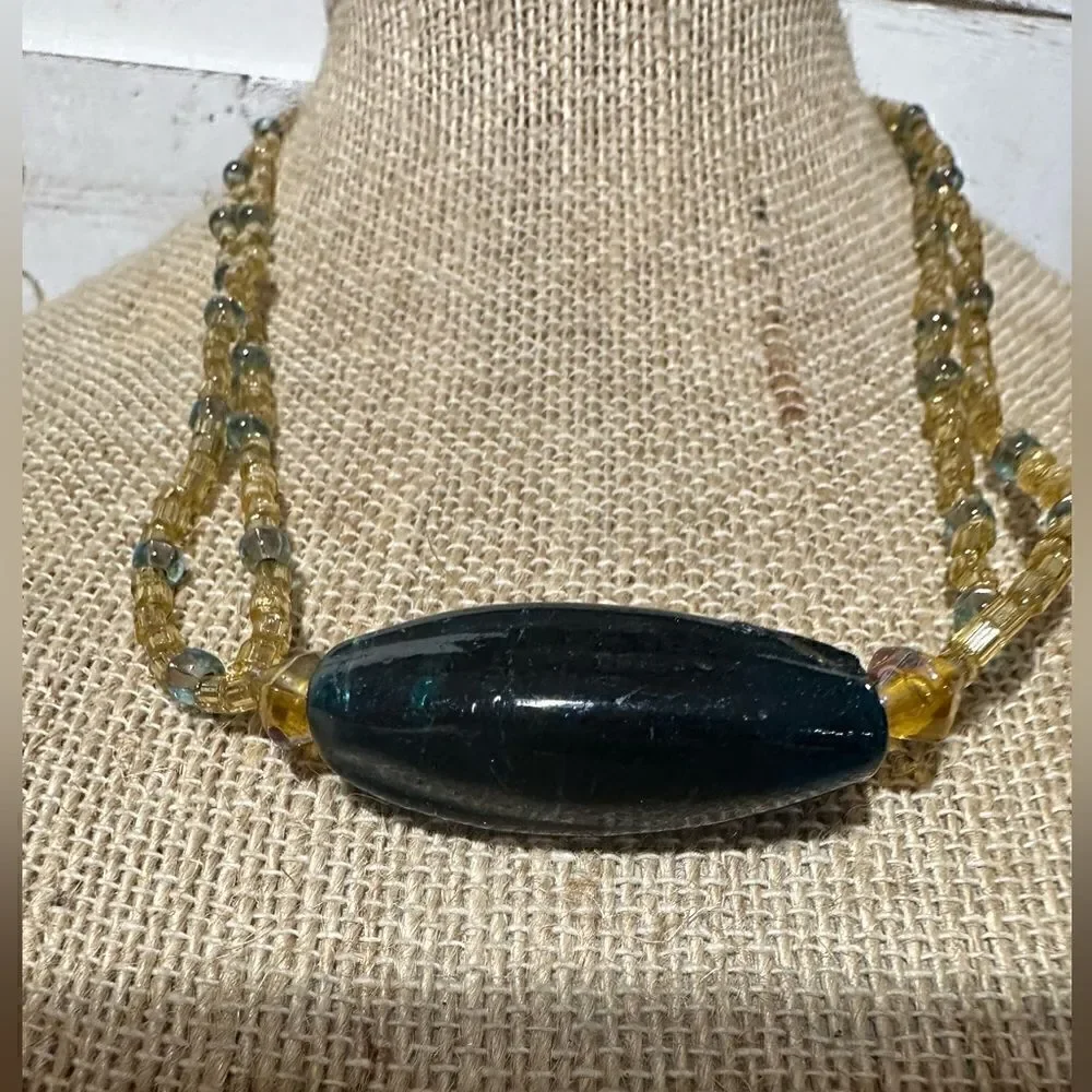 14” Glass Lampwork Bead Handcrafted Necklace